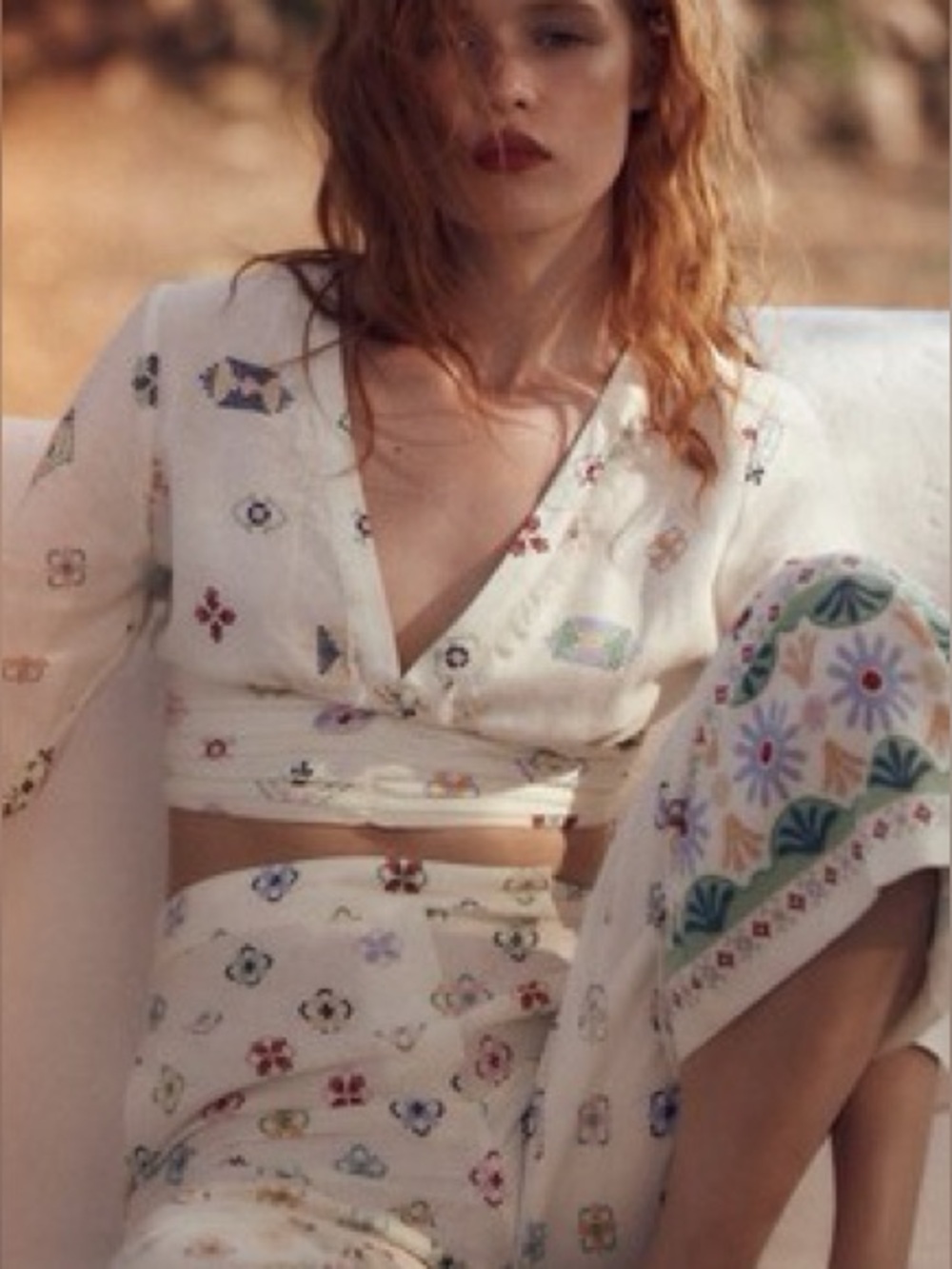 Zara NWT blogger Favourite Top Embroidered Linen Blend Medium